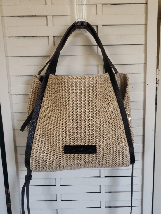 American Leather Co. Handbags - American Leather Co. Woven Straw Tote with Black Trim - Neutral